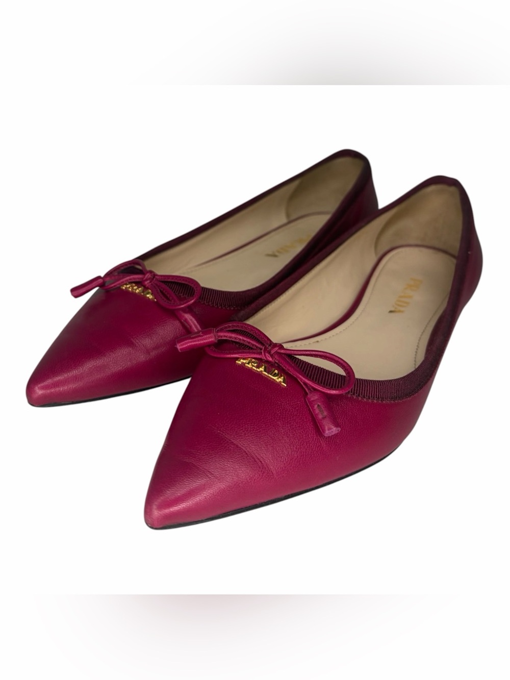 Prada Pointed Toe Ballerina Flats